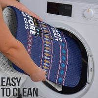 Crazy Cat Lover Bathroom Set with Black Cats and Funny Quote in Blue Holiday Knit Pattern Design - Wonder Print Shop
