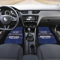 Crazy Cat Lover Car Mats with Black Cats and Funny Quote in Blue Holiday Knit Pattern Design - Wonder Print Shop