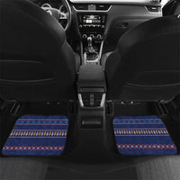 Crazy Cat Lover Car Mats with Black Cats and Funny Quote in Blue Holiday Knit Pattern Design - Wonder Print Shop