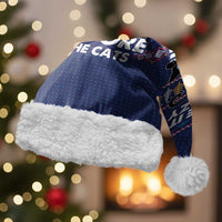 Crazy Cat Lover Christmas Santa Hat with Black Cats and Funny Quote in Blue Holiday Knit Pattern Design - Wonder Print Shop