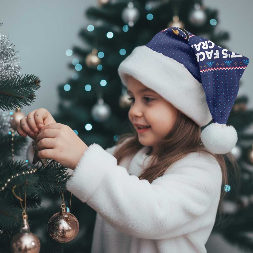 Crazy Cat Lover Christmas Santa Hat with Black Cats and Funny Quote in Blue Holiday Knit Pattern Design - Wonder Print Shop