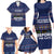 Crazy Cat Lover Family Matching Long Sleeve Bodycon Dress and Hawaiian Shirt with Black Cats and Funny Quote in Blue Holiday Knit Pattern Design - Wonder Print Shop