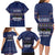 Crazy Cat Lover Family Matching Long Sleeve Bodycon Dress and Hawaiian Shirt with Black Cats and Funny Quote in Blue Holiday Knit Pattern Design - Wonder Print Shop