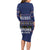 Crazy Cat Lover Family Matching Long Sleeve Bodycon Dress and Hawaiian Shirt with Black Cats and Funny Quote in Blue Holiday Knit Pattern Design - Wonder Print Shop