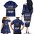Crazy Cat Lover Family Matching Off The Shoulder Long Sleeve Dress and Hawaiian Shirt with Black Cats and Funny Quote in Blue Holiday Knit Pattern Design - Wonder Print Shop