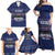 Crazy Cat Lover Family Matching Off Shoulder Maxi Dress and Hawaiian Shirt with Black Cats and Funny Quote in Blue Holiday Knit Pattern Design - Wonder Print Shop