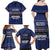 Crazy Cat Lover Family Matching Off Shoulder Maxi Dress and Hawaiian Shirt with Black Cats and Funny Quote in Blue Holiday Knit Pattern Design - Wonder Print Shop