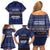 Crazy Cat Lover Family Matching Off Shoulder Short Dress and Hawaiian Shirt with Black Cats and Funny Quote in Blue Holiday Knit Pattern Design - Wonder Print Shop