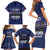 Crazy Cat Lover Family Matching Short Sleeve Bodycon Dress and Hawaiian Shirt with Black Cats and Funny Quote in Blue Holiday Knit Pattern Design - Wonder Print Shop
