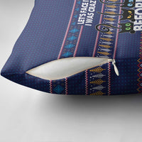 Crazy Cat Lover Pillow Cover with Black Cats and Funny Quote in Blue Holiday Knit Pattern Design - Wonder Print Shop