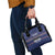 Crazy Cat Lover Shoulder Handbag with Black Cats and Funny Quote in Blue Holiday Knit Pattern Design - Wonder Print Shop