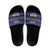 Crazy Cat Lover Slide Sandals with Black Cats and Funny Quote in Blue Holiday Knit Pattern Design - Wonder Print Shop