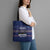 Crazy Cat Lover Tote Bag with Black Cats and Funny Quote in Blue Holiday Knit Pattern Design - Wonder Print Shop
