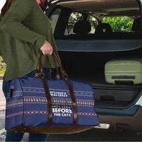 Crazy Cat Lover Travel Bag with Black Cats and Funny Quote in Blue Holiday Knit Pattern Design - Wonder Print Shop