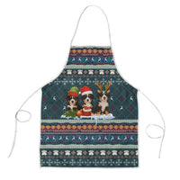 Bernese Mountain Dogs in Holiday Costumes Apron with Green Snowflake Pattern Design - Wonder Print Shop