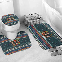 Bernese Mountain Dogs in Holiday Costumes Bathroom Set with Green Snowflake Pattern Design - Wonder Print Shop