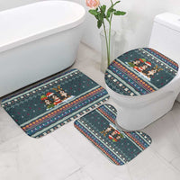 Bernese Mountain Dogs in Holiday Costumes Bathroom Set with Green Snowflake Pattern Design - Wonder Print Shop