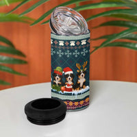 Bernese Mountain Dogs in Holiday Costumes 4 in 1 Can Cooler Tumbler with Green Snowflake Pattern Design - Wonder Print Shop