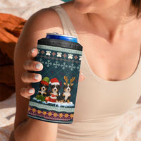 Bernese Mountain Dogs in Holiday Costumes 4 in 1 Can Cooler Tumbler with Green Snowflake Pattern Design - Wonder Print Shop