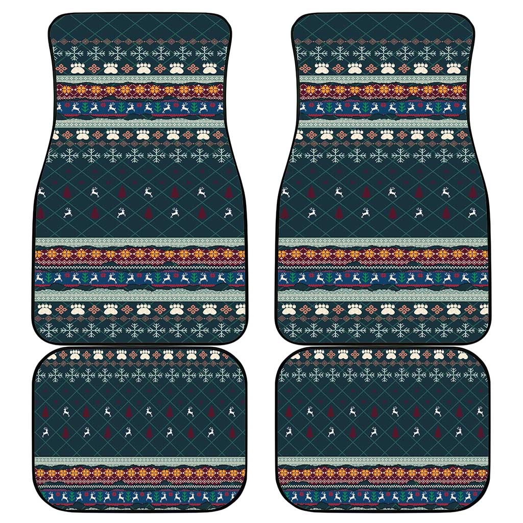 Bernese Mountain Dogs in Holiday Costumes Car Mats with Green Snowflake Pattern Design - Wonder Print Shop
