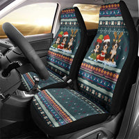 Bernese Mountain Dogs in Holiday Costumes Car Seat Cover with Green Snowflake Pattern Design - Wonder Print Shop
