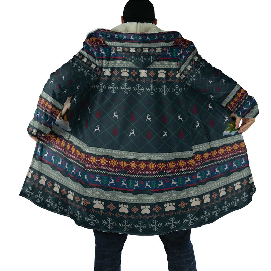 Bernese Mountain Dogs in Holiday Costumes Cloak with Green Snowflake Pattern Design - Wonder Print Shop