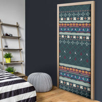 Bernese Mountain Dogs in Holiday Costumes Door Cover with Green Snowflake Pattern Design - Wonder Print Shop