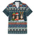 Bernese Mountain Dogs in Holiday Costumes Family Matching Long Sleeve Bodycon Dress and Hawaiian Shirt with Green Snowflake Pattern Design - Wonder Print Shop