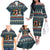 Bernese Mountain Dogs in Holiday Costumes Family Matching Off The Shoulder Long Sleeve Dress and Hawaiian Shirt with Green Snowflake Pattern Design - Wonder Print Shop