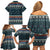 Bernese Mountain Dogs in Holiday Costumes Family Matching Off Shoulder Short Dress and Hawaiian Shirt with Green Snowflake Pattern Design - Wonder Print Shop