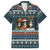 Bernese Mountain Dogs in Holiday Costumes Family Matching Short Sleeve Bodycon Dress and Hawaiian Shirt with Green Snowflake Pattern Design - Wonder Print Shop