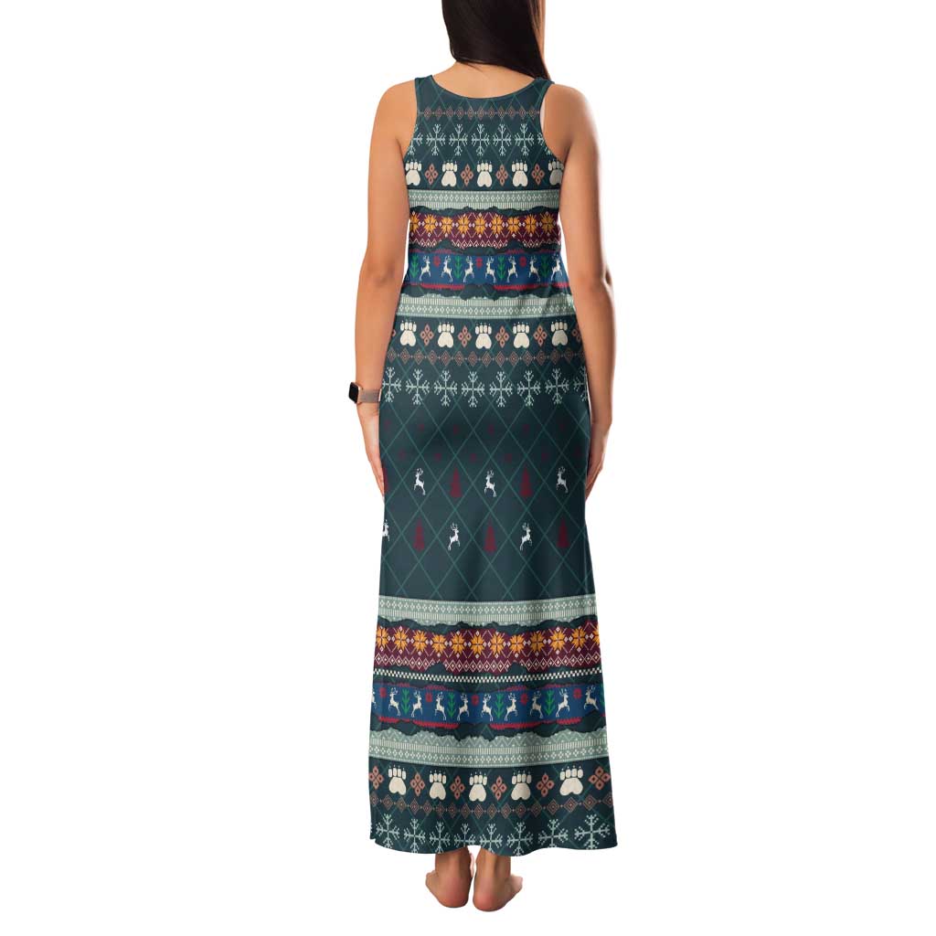 Bernese Mountain Dogs in Holiday Costumes Family Matching Tank Maxi Dress and Hawaiian Shirt with Green Snowflake Pattern Design - Wonder Print Shop