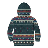 Bernese Mountain Dogs in Holiday Costumes Kid Hoodie with Green Snowflake Pattern Design - Wonder Print Shop