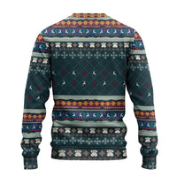 Bernese Mountain Dogs in Holiday Costumes Ugly Christmas Sweater with Green Snowflake Pattern Design - Wonder Print Shop