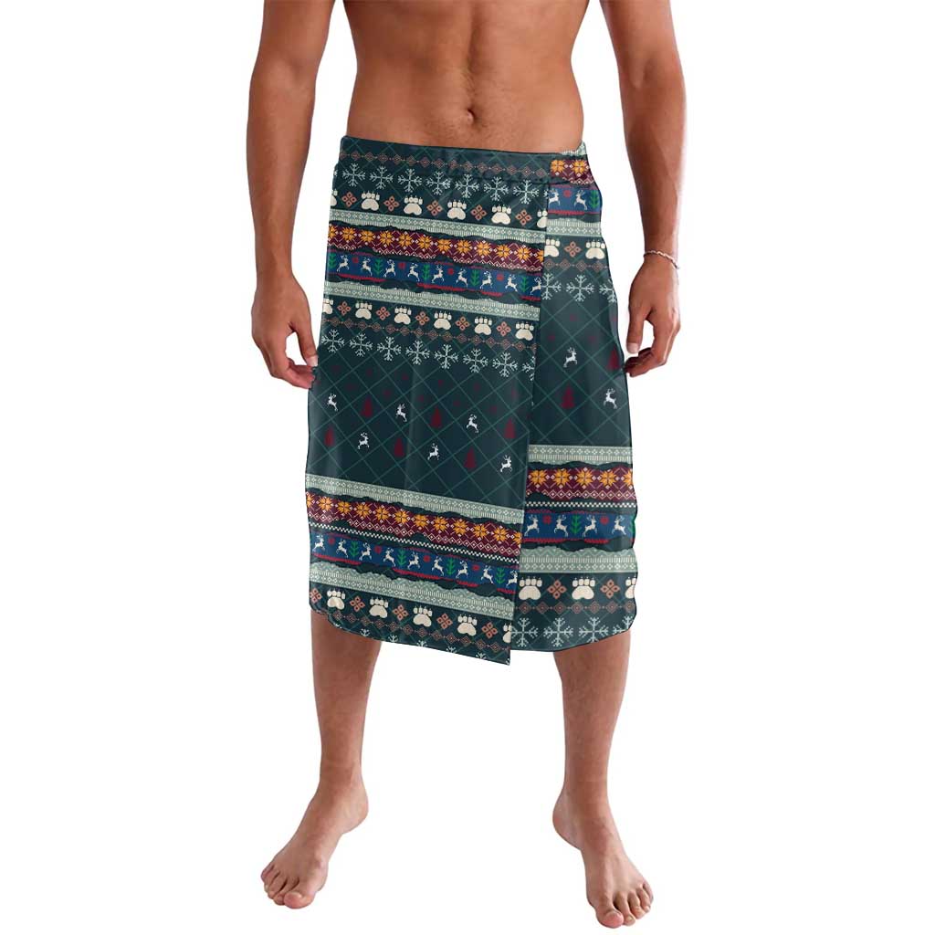 Bernese Mountain Dogs in Holiday Costumes Lavalava with Green Snowflake Pattern Design - Wonder Print Shop