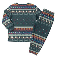 Bernese Mountain Dogs in Holiday Costumes Christmas Pajama Set with Green Snowflake Pattern Design - Wonder Print Shop