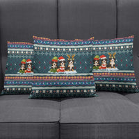 Bernese Mountain Dogs in Holiday Costumes Pillow Cover with Green Snowflake Pattern Design - Wonder Print Shop