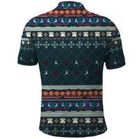 Bernese Mountain Dogs in Holiday Costumes Polo Shirt with Green Snowflake Pattern Design - Wonder Print Shop