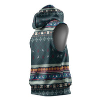 Bernese Mountain Dogs in Holiday Costumes Sleeveless Hoodie with Green Snowflake Pattern Design - Wonder Print Shop