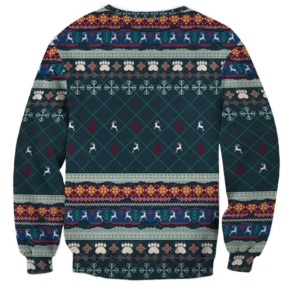 Bernese Mountain Dogs in Holiday Costumes Sweatshirt with Green Snowflake Pattern Design - Wonder Print Shop