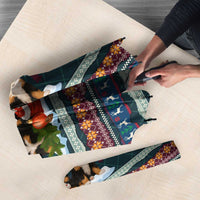 Bernese Mountain Dogs in Holiday Costumes Umbrella with Green Snowflake Pattern Design - Wonder Print Shop