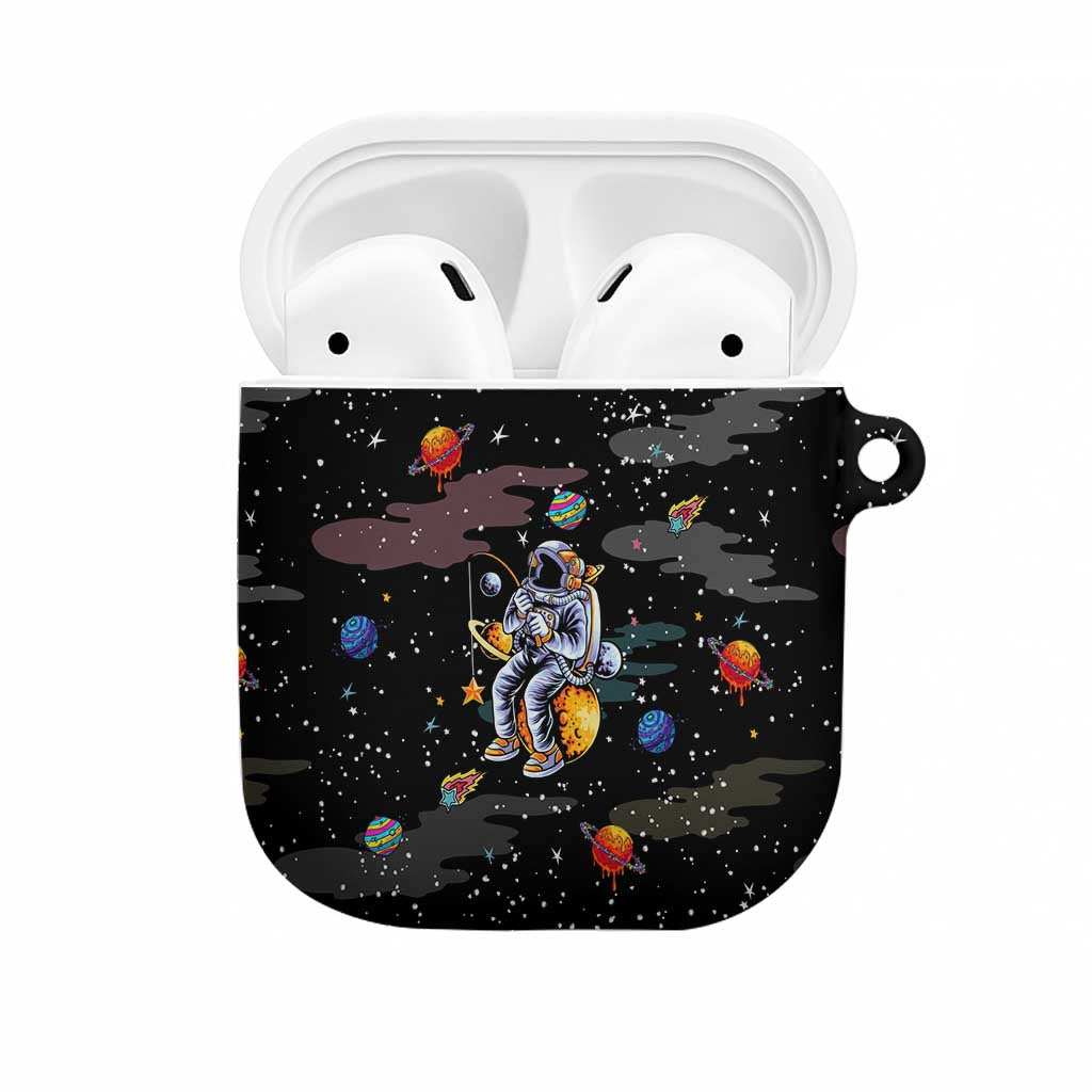 Funny Astronaut Fishing In Space Christmas AirPods Case Xmas Holiday Patterns - Wonder Print Shop