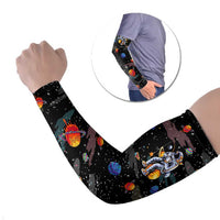 Funny Astronaut Fishing In Space Christmas Arm Sleeves Xmas Holiday Patterns - Wonder Print Shop