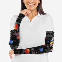 Funny Astronaut Fishing In Space Christmas Arm Sleeves Xmas Holiday Patterns - Wonder Print Shop