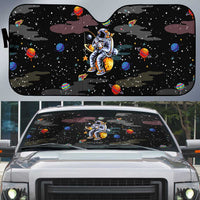 Funny Astronaut Fishing In Space Christmas Auto Sun Shade Xmas Holiday Patterns - Wonder Print Shop