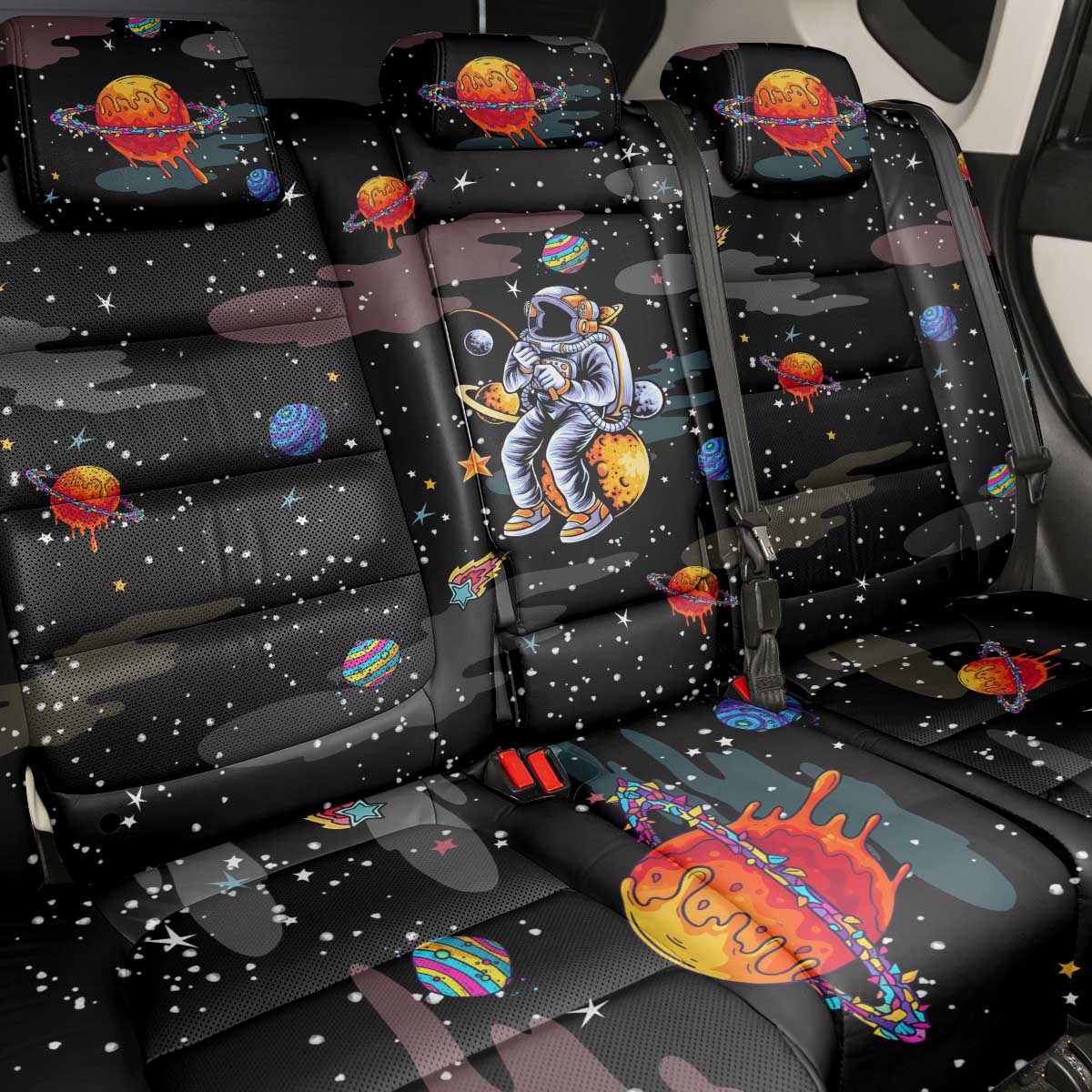Funny Astronaut Fishing In Space Christmas Back Car Seat Cover Xmas Holiday Patterns - Wonder Print Shop