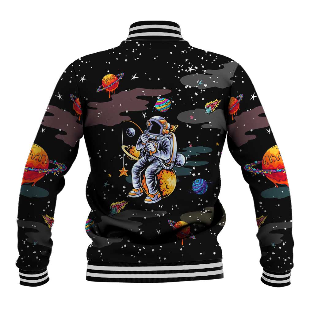 Funny Astronaut Fishing In Space Christmas Baseball Jacket Xmas Holiday Patterns - Wonder Print Shop