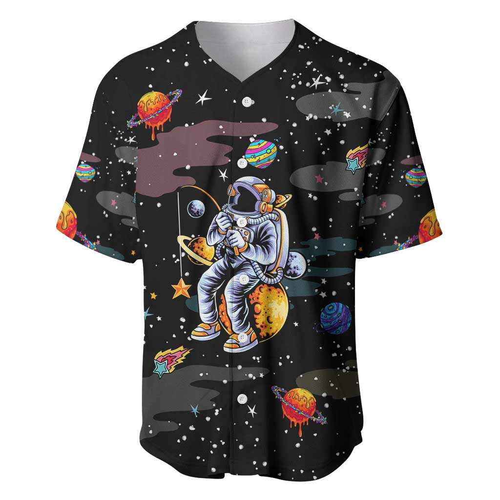 Funny Astronaut Fishing In Space Christmas Baseball Jersey Xmas Holiday Patterns - Wonder Print Shop