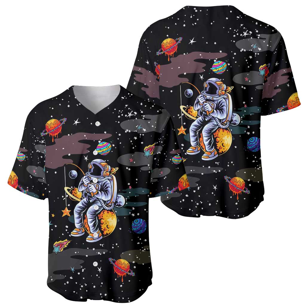 Funny Astronaut Fishing In Space Christmas Baseball Jersey Xmas Holiday Patterns - Wonder Print Shop