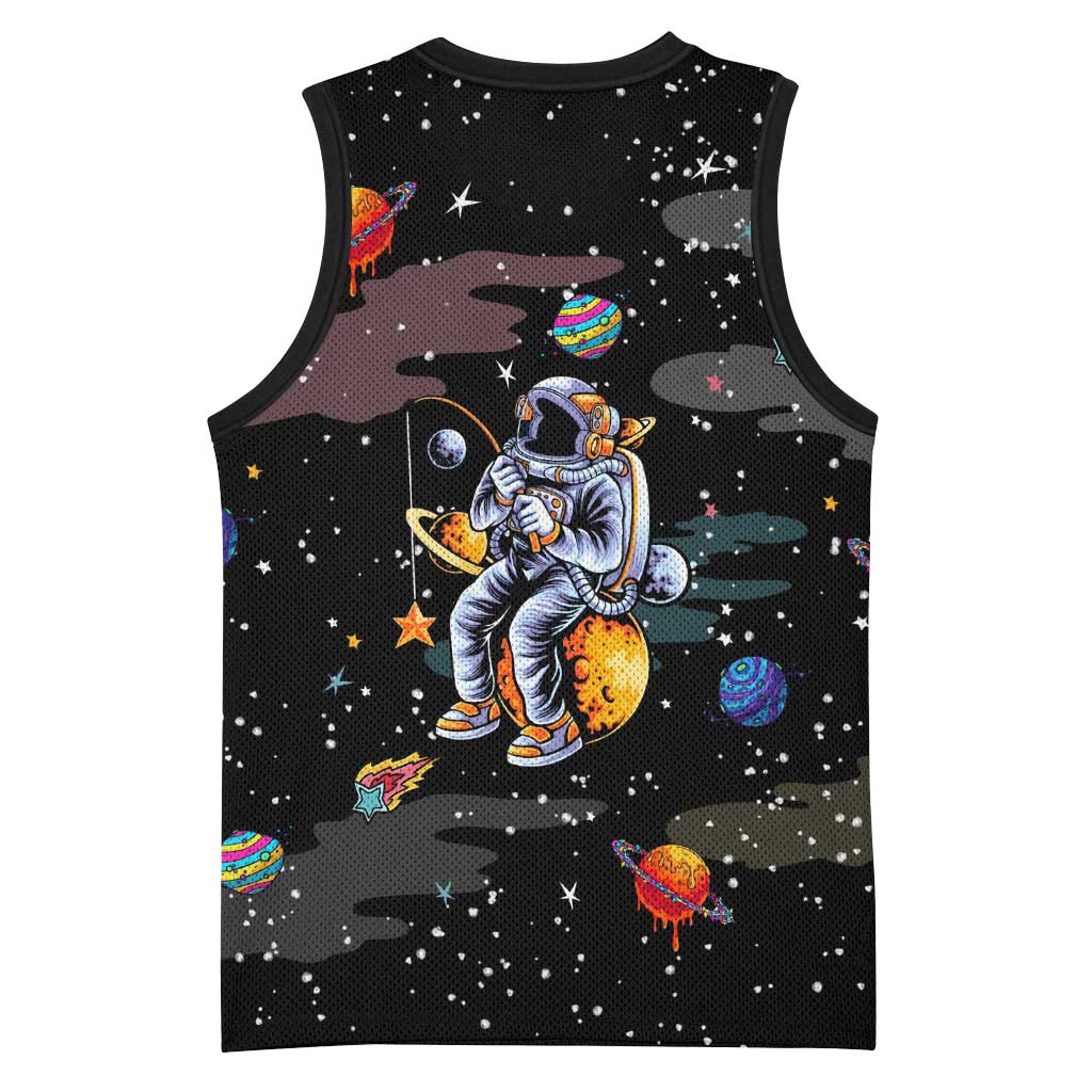 Funny Astronaut Fishing In Space Christmas Basketball Jersey Xmas Holiday Patterns - Wonder Print Shop